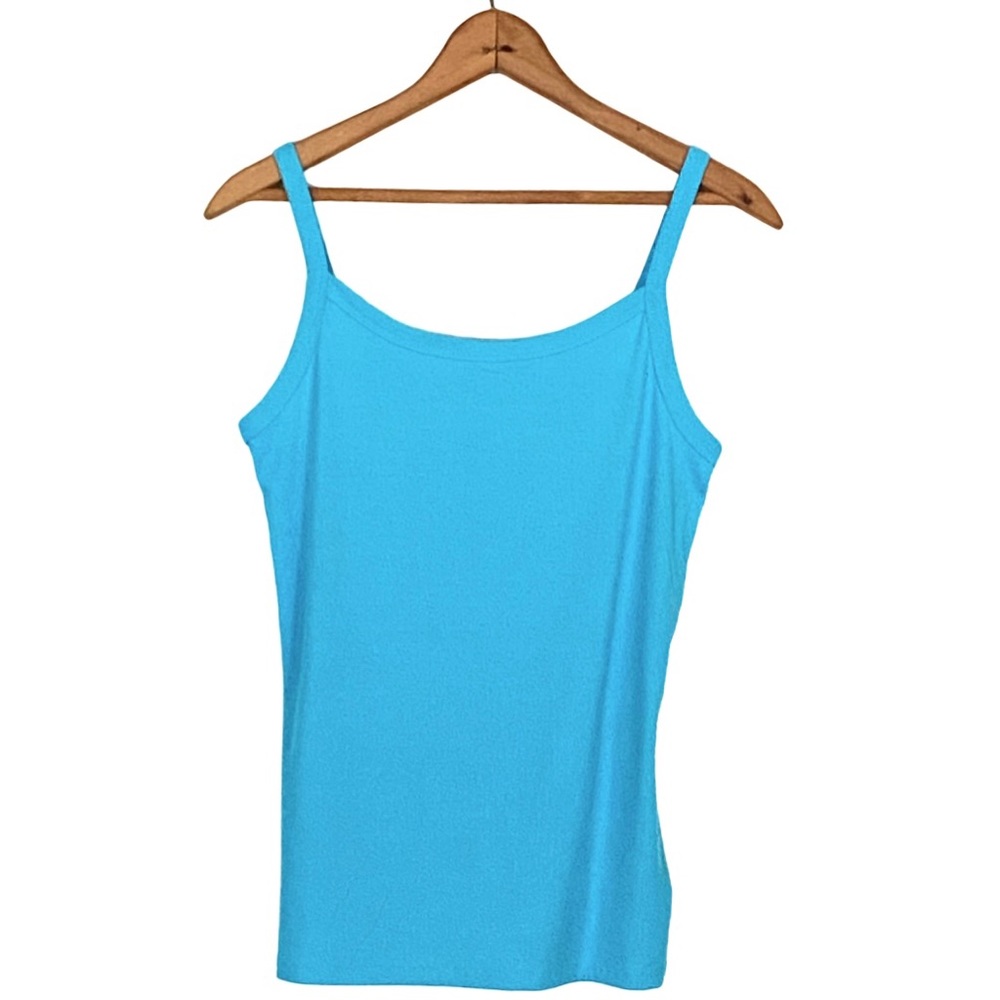 NOBO Ribbed Stretch Tank Top Teal Blue No Boundaries Scoop Neck Sleeveless Top